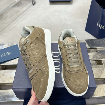 DIOR 25S B27 UPTOWN LOW-TOP SNEAKERS IN OLIVE BROWN CALFSKIN STYLE 5