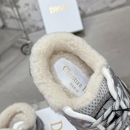 CHRONO SNEAKER IN GREY AND SILVER CALFSKIN AND MESH