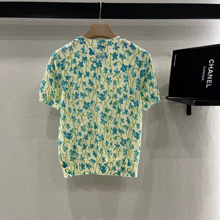 LOEW 25S SHORT SLEEVE SWEATER KNIT FLORAL 264994