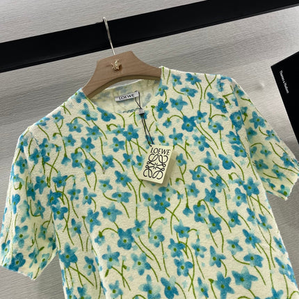 LOEW 25S SHORT SLEEVE SWEATER KNIT FLORAL 264994