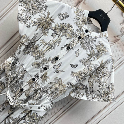 DIOR 25S PRINTED COTTON-SILK DRESS 735
