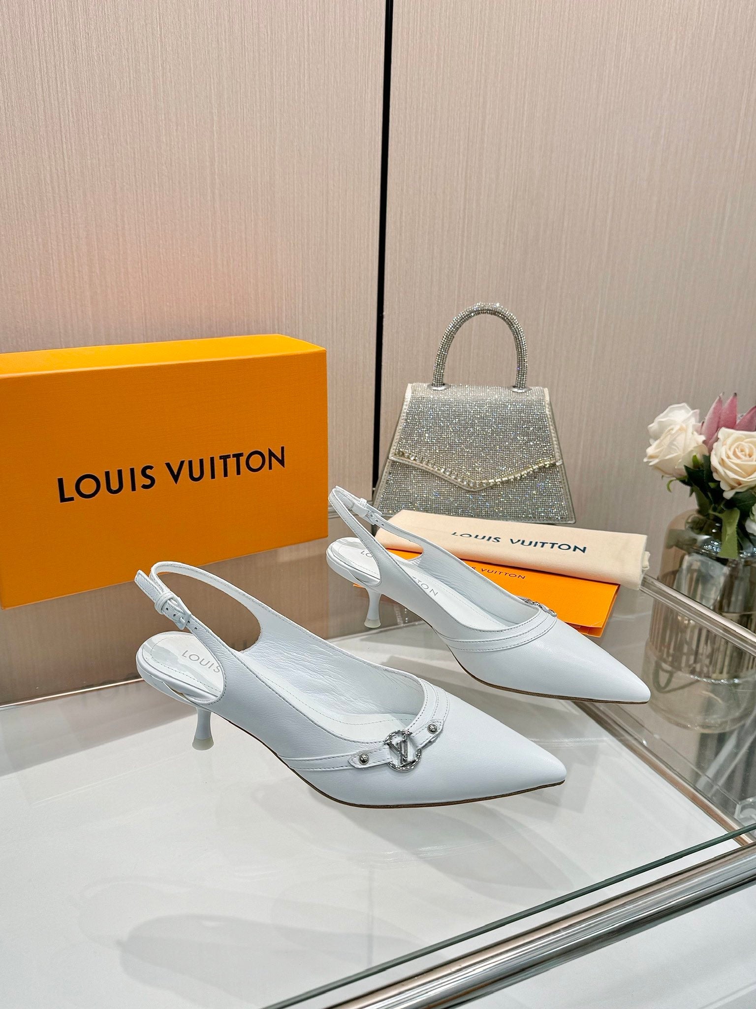 6AM SLINGBACK HIGH HEELS 55 MM IN WHITE LAMBSKIN