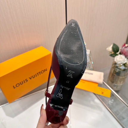 LV 26S SLINGBACK PUMPS 55 MM IN DARK RED CALFSKIN