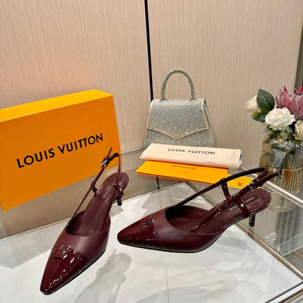 LV 26S SLINGBACK PUMPS 55 MM IN DARK RED CALFSKIN