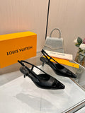 LV 26S SLINGBACK PUMPS 55 MM IN BLACK CALFSKIN