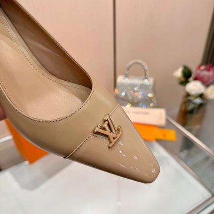LV 26S POINTED-TOE HIGH HEELS 55 MM IN BEIGE BROWN CALFSKIN