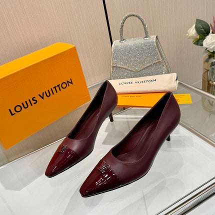 LV 26S POINTED-TOE HIGH HEELS 55 MM IN DARK RED CALFSKIN