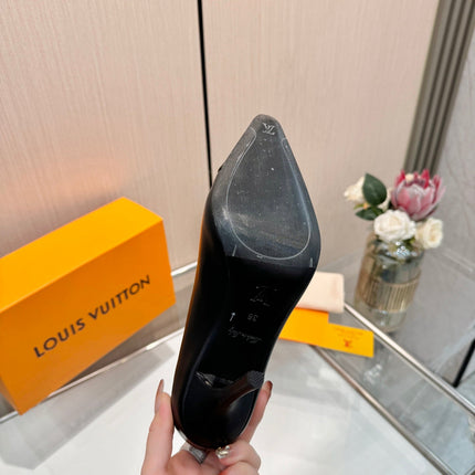 LV 26S POINTED-TOE HIGH HEELS 90 MM IN BLACK CALFSKIN