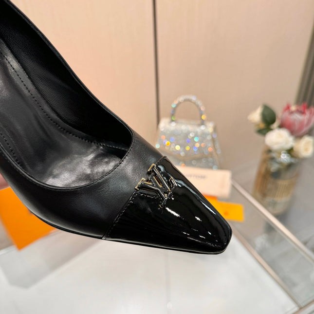 LV 26S POINTED-TOE HIGH HEELS 90 MM IN BLACK CALFSKIN