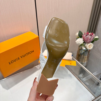 LV 26S HIGH-HEELED SANDALS 55 MM IN WHITE CALFSKIN