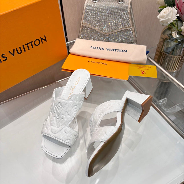 LV 26S HIGH-HEELED SANDALS 55 MM IN WHITE CALFSKIN