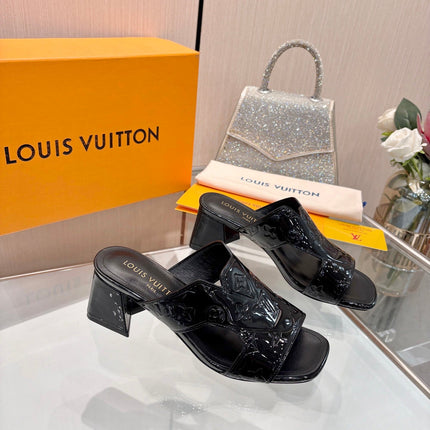 LV 26S HIGH-HEELED SANDALS 55 MM BLACK SHINY CALFSKIN