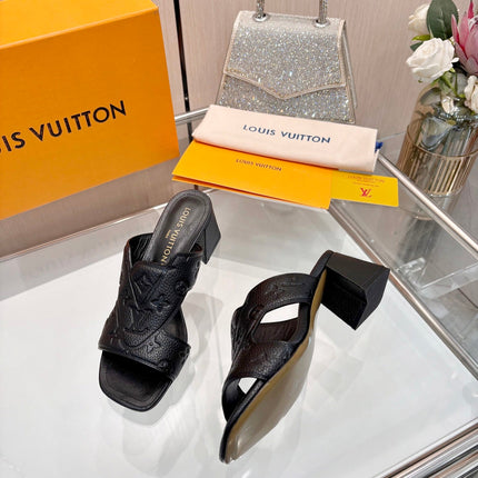 LV 26S HIGH-HEELED SANDALS 55 MM IN BLACK GRAINED CALFSKIN