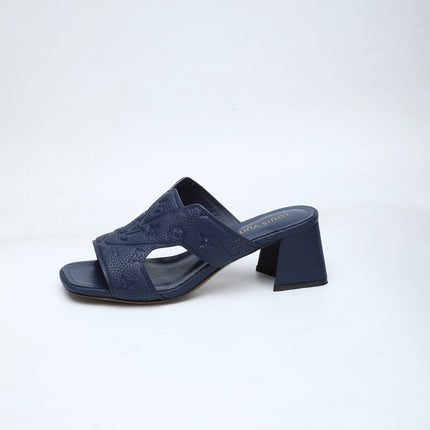 LV 26S HIGH-HEELED SANDALS 55 MM IN DARK SLATE BLUE CALFSKIN