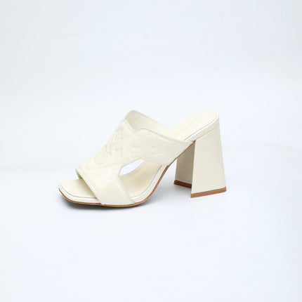 LV 26S HIGH-HEELED SANDALS 90 MM IN CREAM WHITE SHINY CALFSKIN