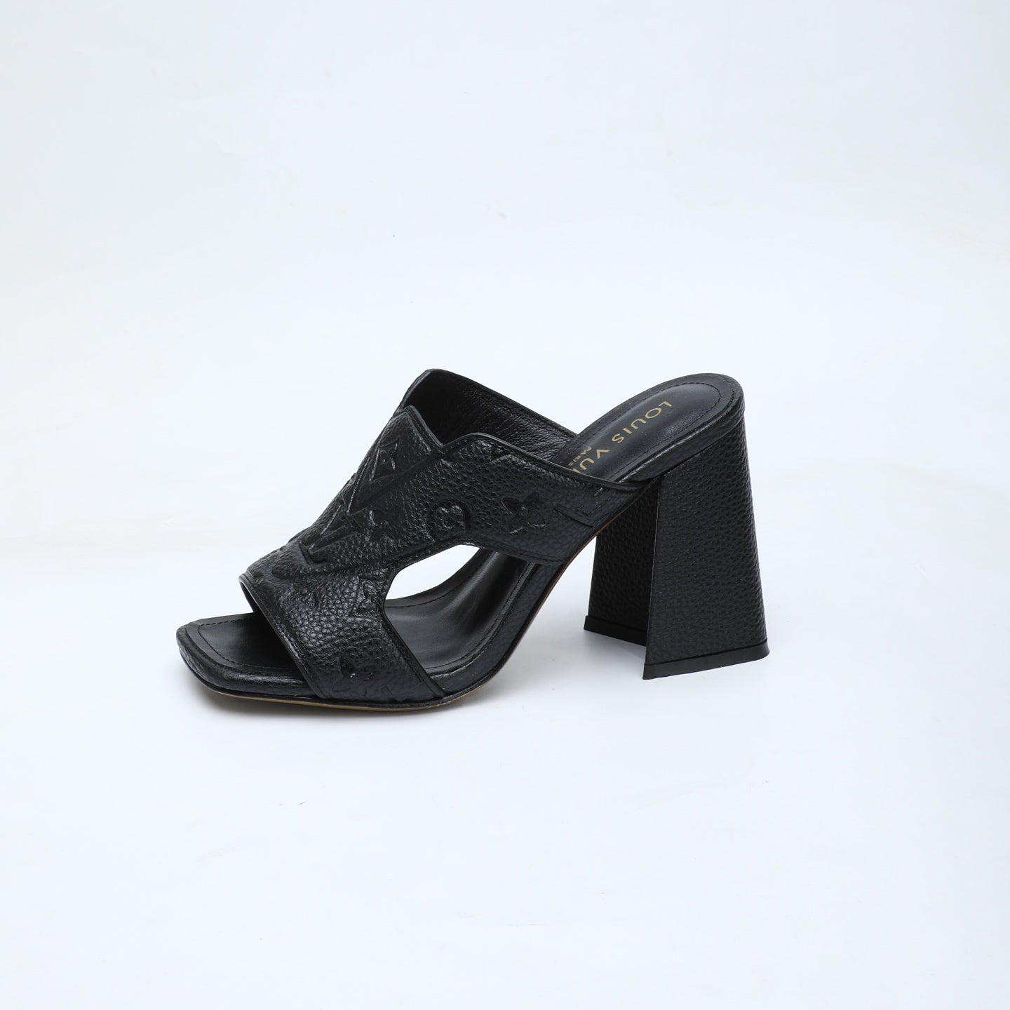 LV 26S HIGH-HEELED SANDALS 90 MM IN BLACK GRAINED CALFSKIN