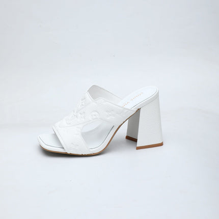 LV 26S HIGH-HEELED SANDALS 90 MM IN WHITE CALFSKIN