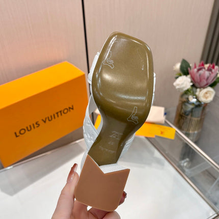 LV 26S HIGH-HEELED SANDALS 90 MM IN WHITE CALFSKIN
