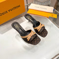 LV 26S HIGH-HEELED MULES 55 MM IN DARK BROWN MONOGRAM CANVAS