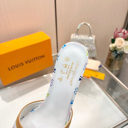 LV 26S HIGH-HEELED MULES 55 MM IN MULTICOLOR MONOGRAM CANVAS
