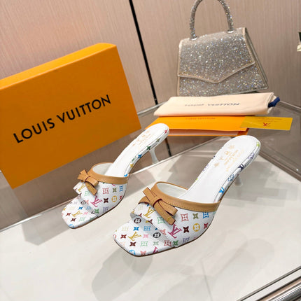 LV 26S HIGH-HEELED MULES 55 MM IN MULTICOLOR MONOGRAM CANVAS