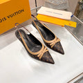 LV 26S BOW-DETAIL SLINGBACK PUMPS 55 MM IN DARK BROWN MONOGRAM CANVAS