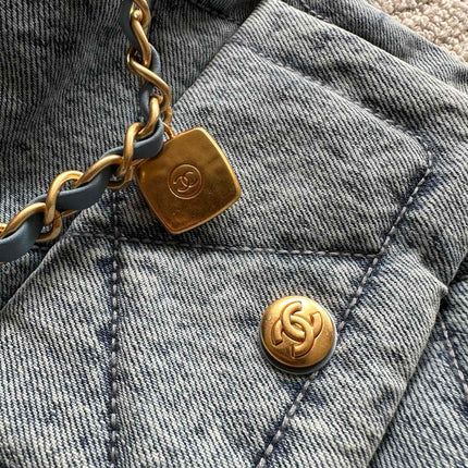 CHANEL 25S HOBO BAG 38 IN BLUE DENIM WITH GOLD HARDWARE