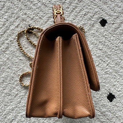 CHANEL 25S CLASSIC WALLET ON CHAIN 19 IN BROWN LAMBSKIN WITH GOLD HARDWARE