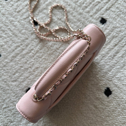 CHANEL 25S MINI FLAP BAG 19 IN LIGHT PINK CAVIAR LEATHER