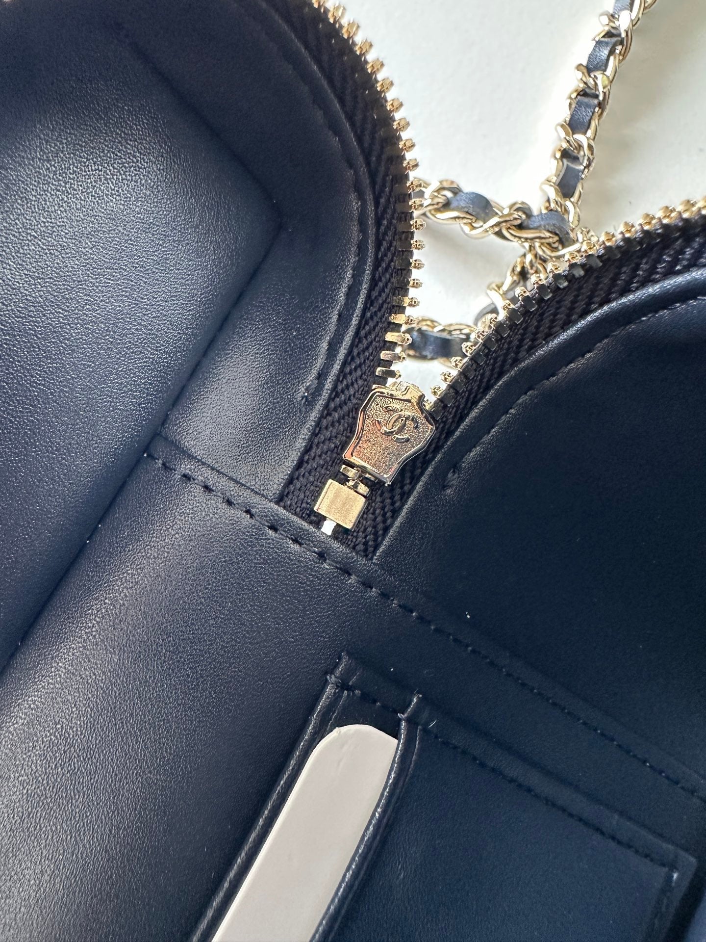CHANEL 25S VANITY CLASSIC FLAP 17 IN DARK BLUE QUILTED DENIM GOLD HARDWARE