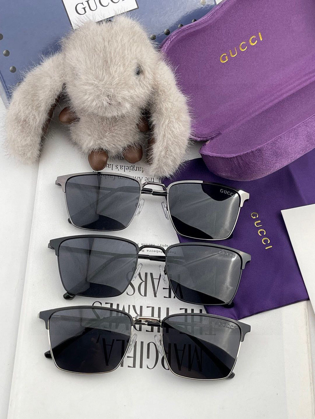 RECTANGULAR FRAME SUNGLASSES G3370 IN ACETATE AND METAL