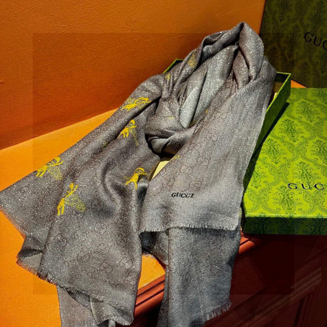 GUCCI 25S SCARF 200 IN CASHMERE SILK 692966