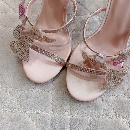 FLORIANE LIGHT PINK SANDAL 95 MM WITH COLORFUL FLOWER