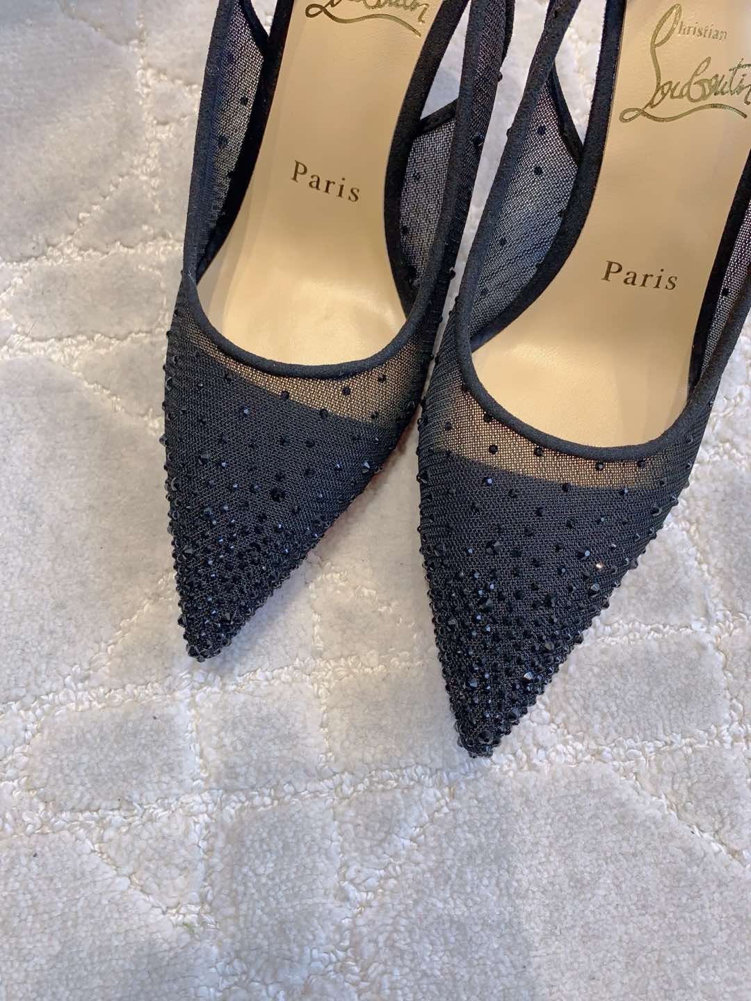 MISS Z SLINGBLACK PUMPS DAZZLING 85MM IN BLACK MESH AND STRASS