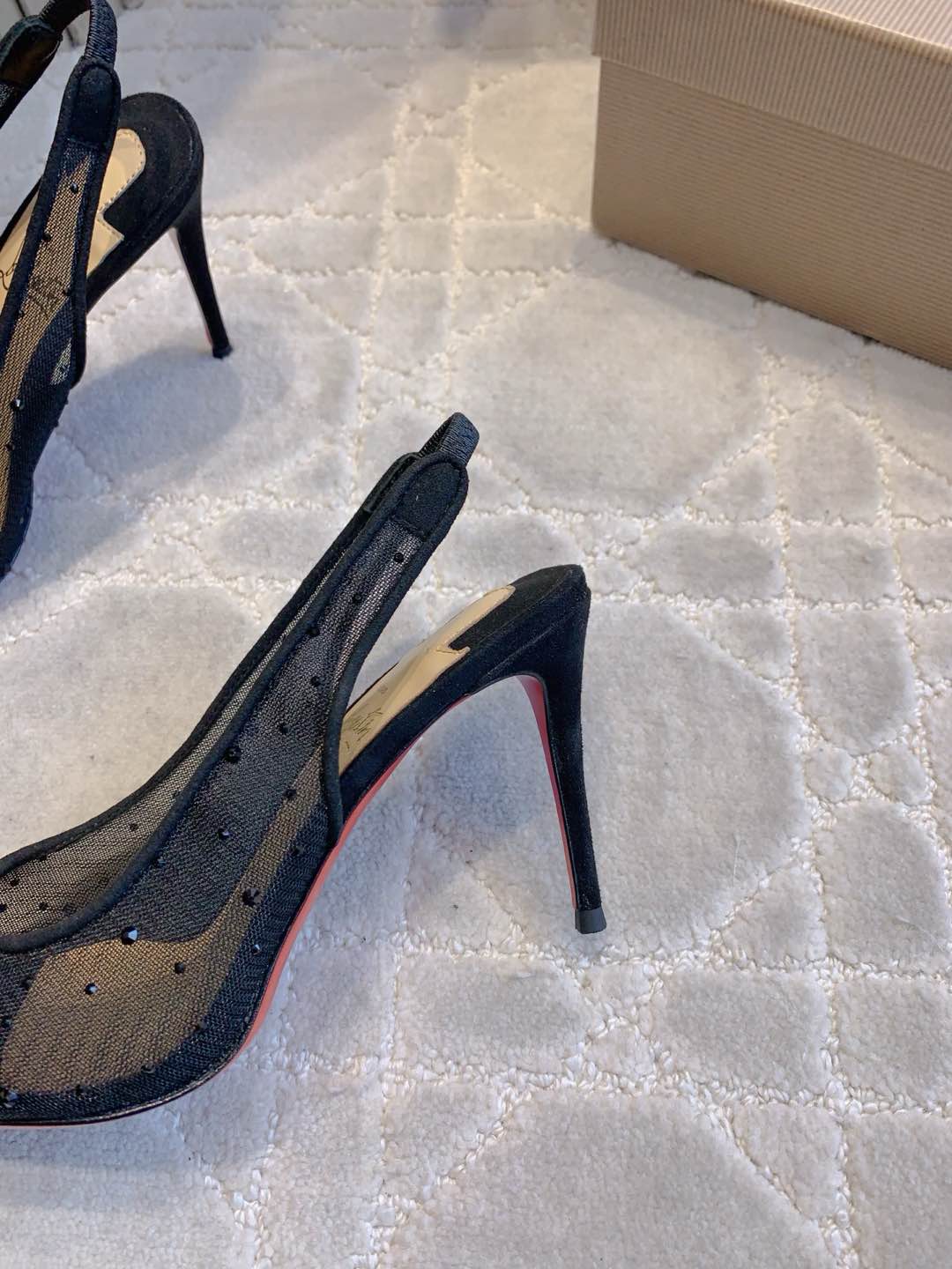 MISS Z SLINGBLACK PUMPS DAZZLING 85MM IN BLACK MESH AND STRASS