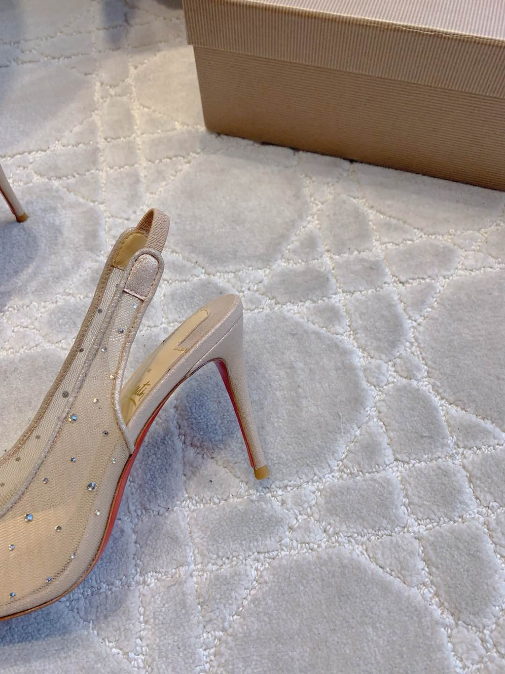 MISS Z SLINGBLACK PUMPS DAZZLING 85MM IN NUDE MESH AND STRASS