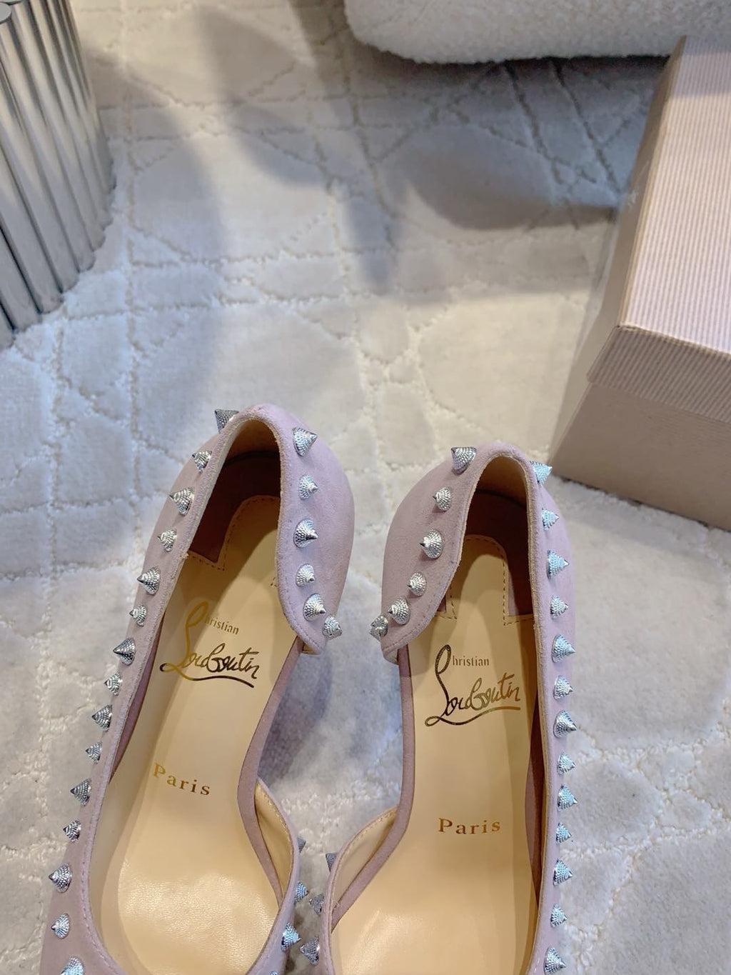 IRIZA PUMPS 85MM IN LIGHT PURPLE SUEDE SILVER SPIKES