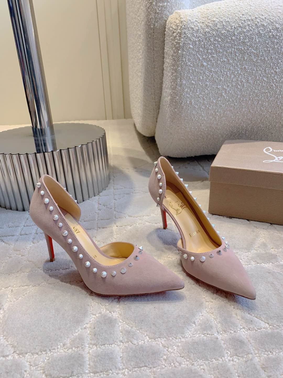 IRIZA PUMPS 85MM IN LIGHT PURPLE SUEDE SILVER SPIKES