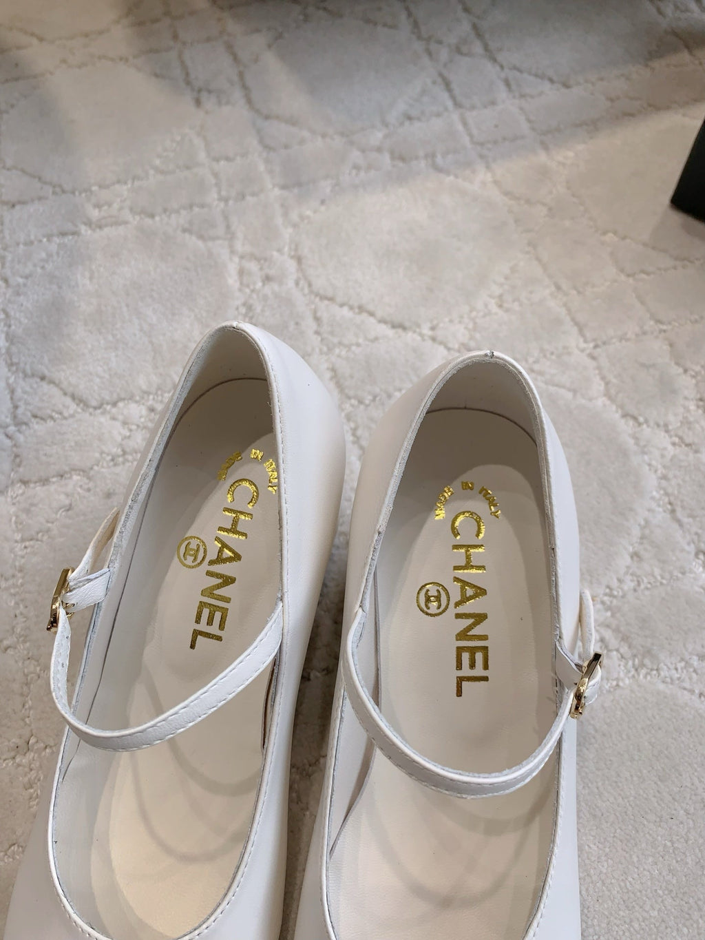CC PEARL HIGH HEELS IN WHITE CALFSKIN