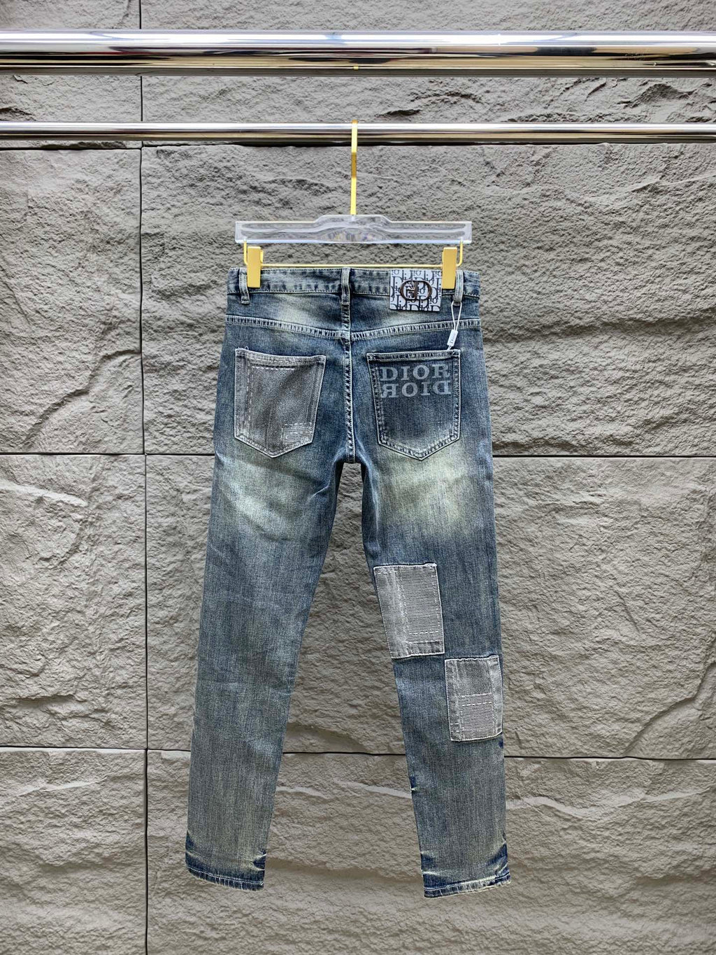 SLIMFIT RETRO-WASHED BLUE STRETCH DENIM JEANS