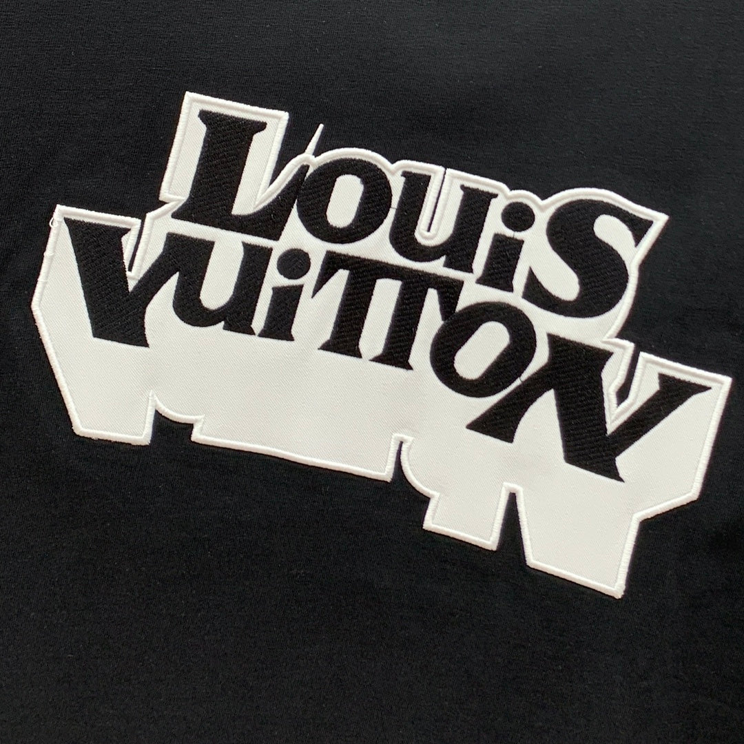 LV T-SHIRT EMBROIDERED LOGO IN BLACK COTTON 238879