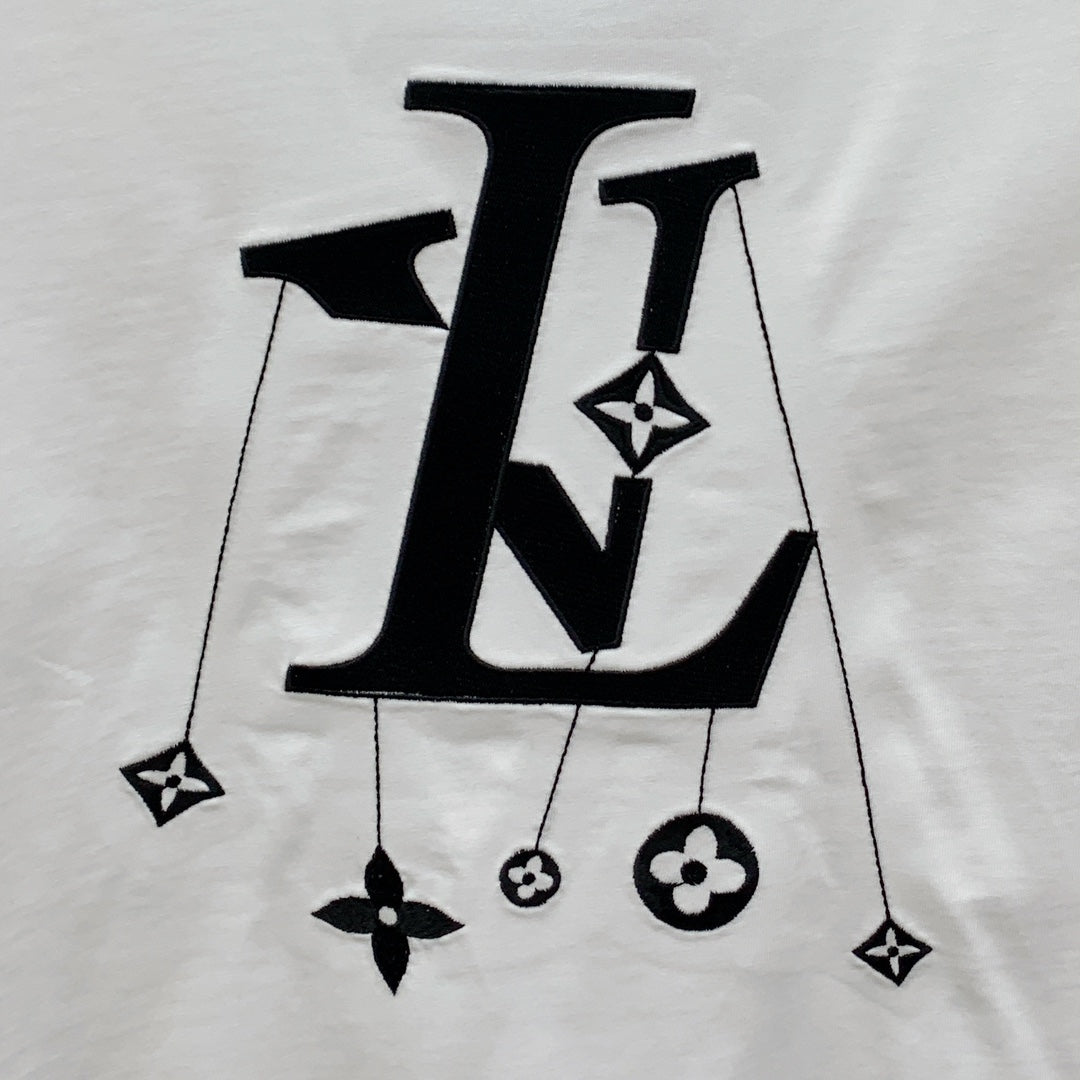 LV T-SHIRT IN WHITE COTTON STYLIZED LOGO 238872
