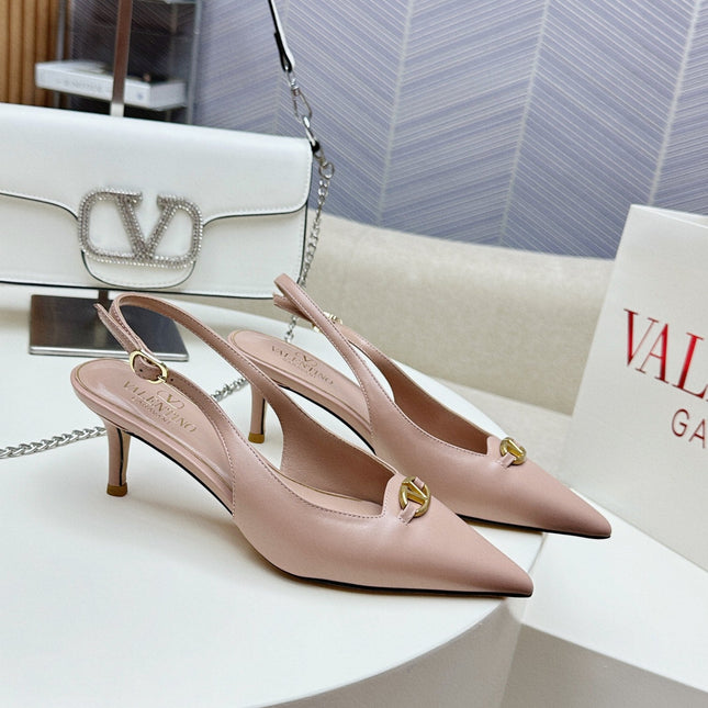 HIGH SLINGBACK 60MM IN BLUSH PINK CALFSKIN