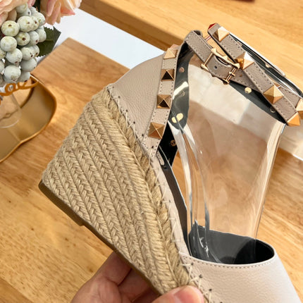 VALENTINO 26S WEDGE SHOES IN BEIGE CALFSKIN