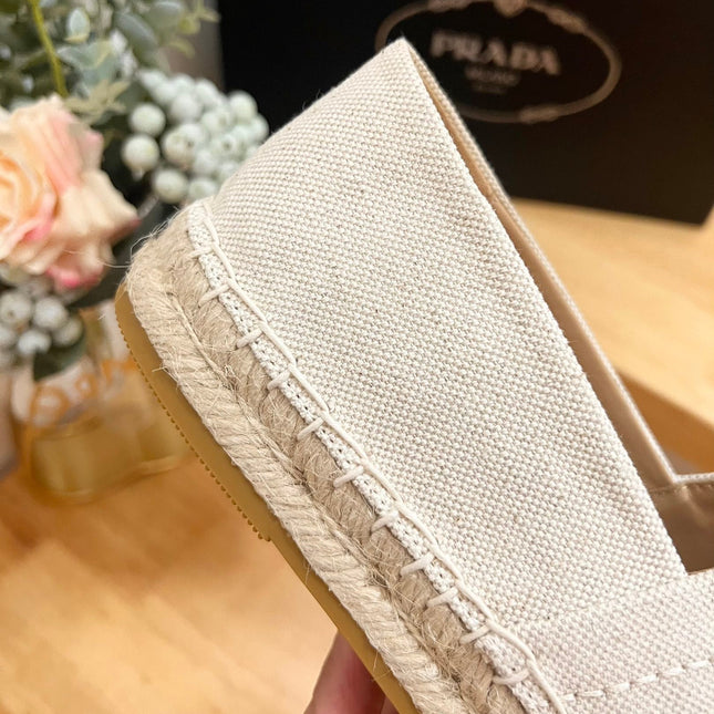 PRA ESPADRILLES LOAFERS CREAMY WHITE LINEN FABRIC