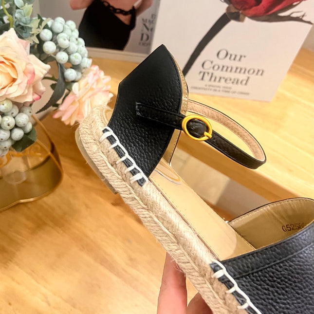 VALENTINO 26S ESPADRILLE SHOES IN BLACK CALFSKIN