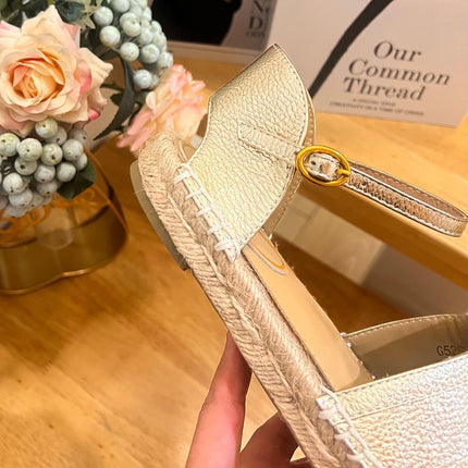 VALENTINO 26S ESPADRILLE SHOES IN METALLIC GOLD CALFSKIN