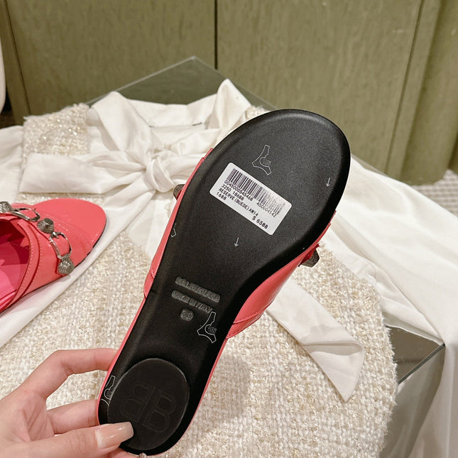 CAGOLE FLAT SANDALS IN ROMAN PINK WAX-OIL SHEEPSKIN