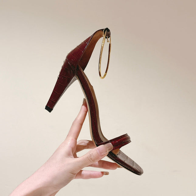 FENDI HIGH-HEELED 85 MM IN CHERRY RED LAMBSKIN WITH GOLD HARDWARE