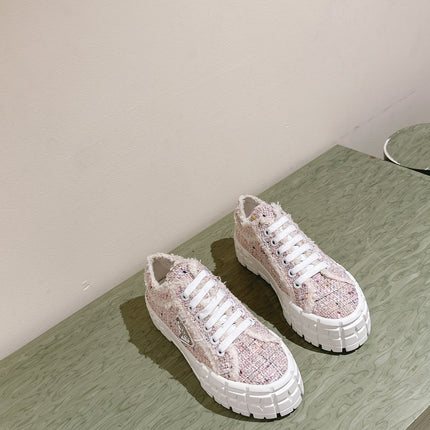 PRA DOUBLE WHEEL RE-NYLON GABARDINE SNEAKERS ALMOND FABRIC